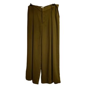 TRANSJORI  FLOWY WIDE LEG OLIVE GREEN PANTS SIZE 1X